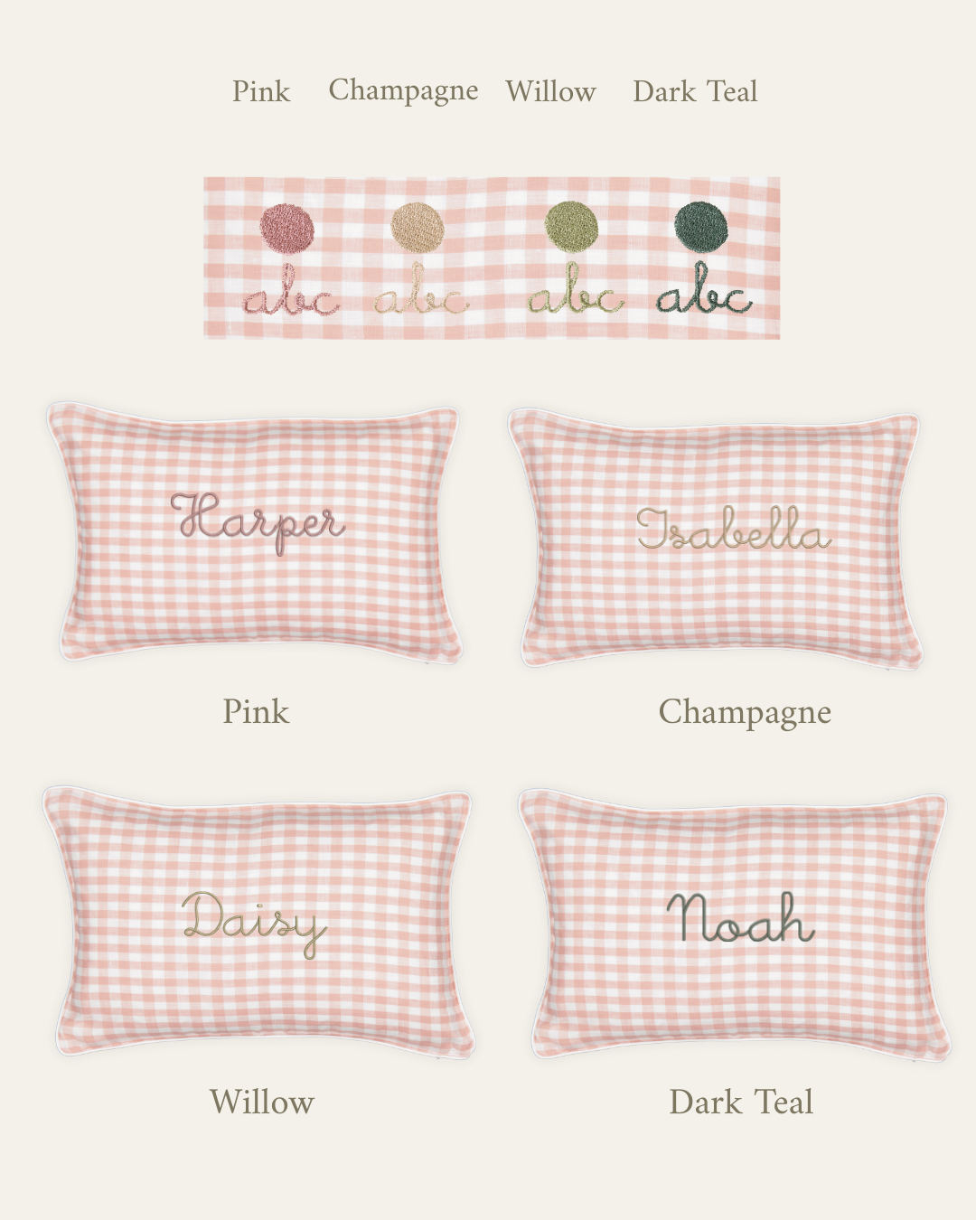 Duck egg blue linen cushion with embroidered vintage hot air balloon design and personalized name options, removable machine-washable cover, 30x45cm.