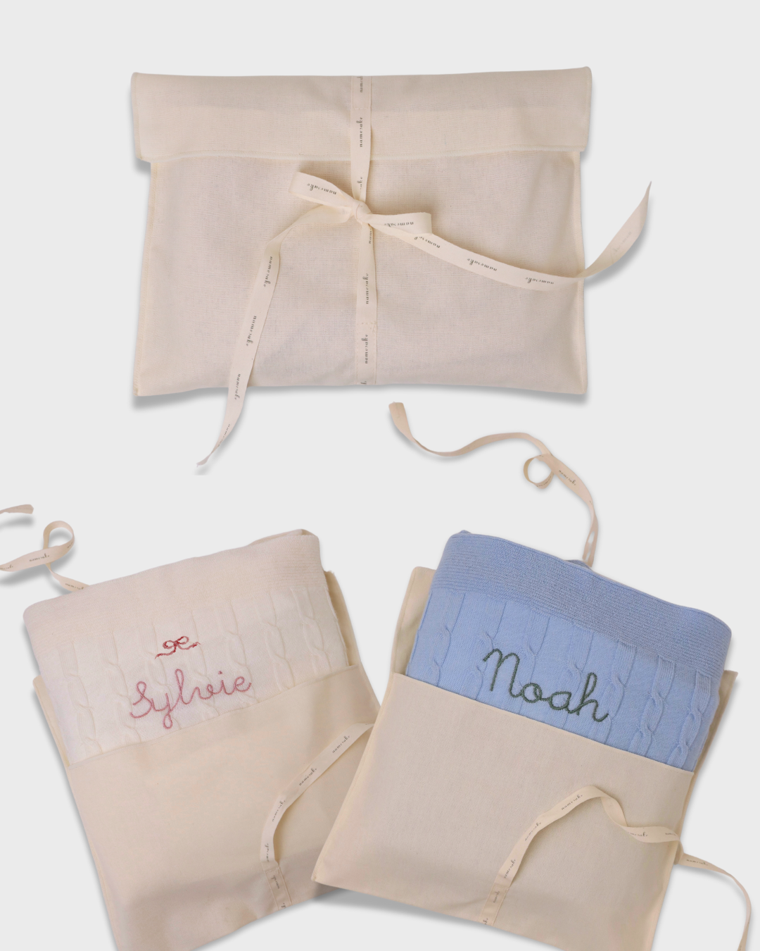Merino Baby Blanket with Balloons Design and Personalized Embroidery in Gift Packaging