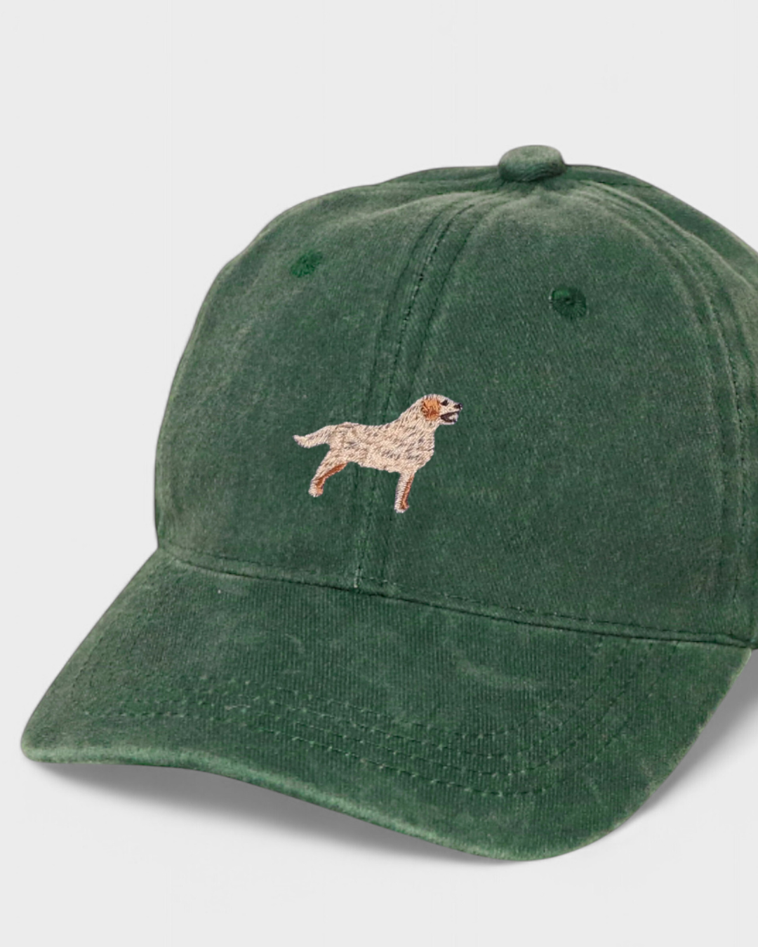 Green Golden Retriever personalised baseball hat with embroidered dog design on front