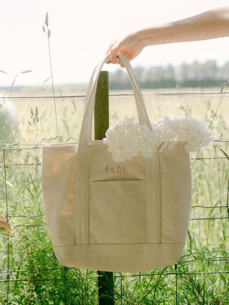 Tote bag in use outdoors