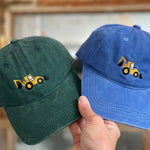Personalised Hat with Hand-drawn Digger Embroidery Design