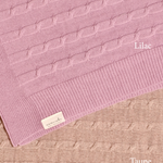 Merino Baby Blanket in Rosette Design with Embroidery in Lilac and Taupe Colors