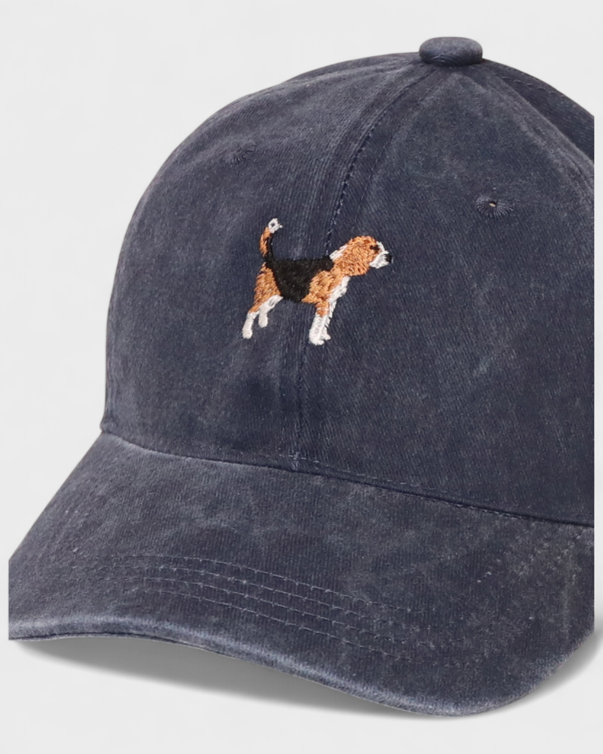 French Bulldog personalised hat with custom embroidery on washed cotton.