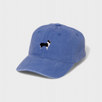 Blue Border Collie personalised hat with embroidered dog design on front, made of 100% washed cotton.