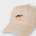 Beige German Shepherd personalised baseball hat with embroidered dog design on front