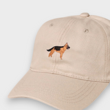 Beige German Shepherd personalised baseball hat with embroidered dog design on front