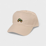 Tractor Personalised Hat with embroidered tractor design on front.