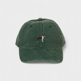 Personalised hat with embroidered Boston Terrier design.