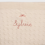 Merino Baby Blanket with Bow Design and Embroidery