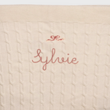 Merino Baby Blanket with Bow Design and Embroidery