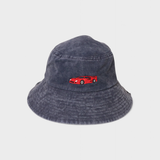 Ferrari personalised bucket hat for kids with embroidered red car logo on washed cotton fabric