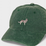 Husky personalised hat with embroidered husky design on front, green cotton baseball cap.