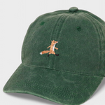 Friendly Fox personalised hat with hand-drawn fox embroidery, 100% washed cotton, classic baseball fit.