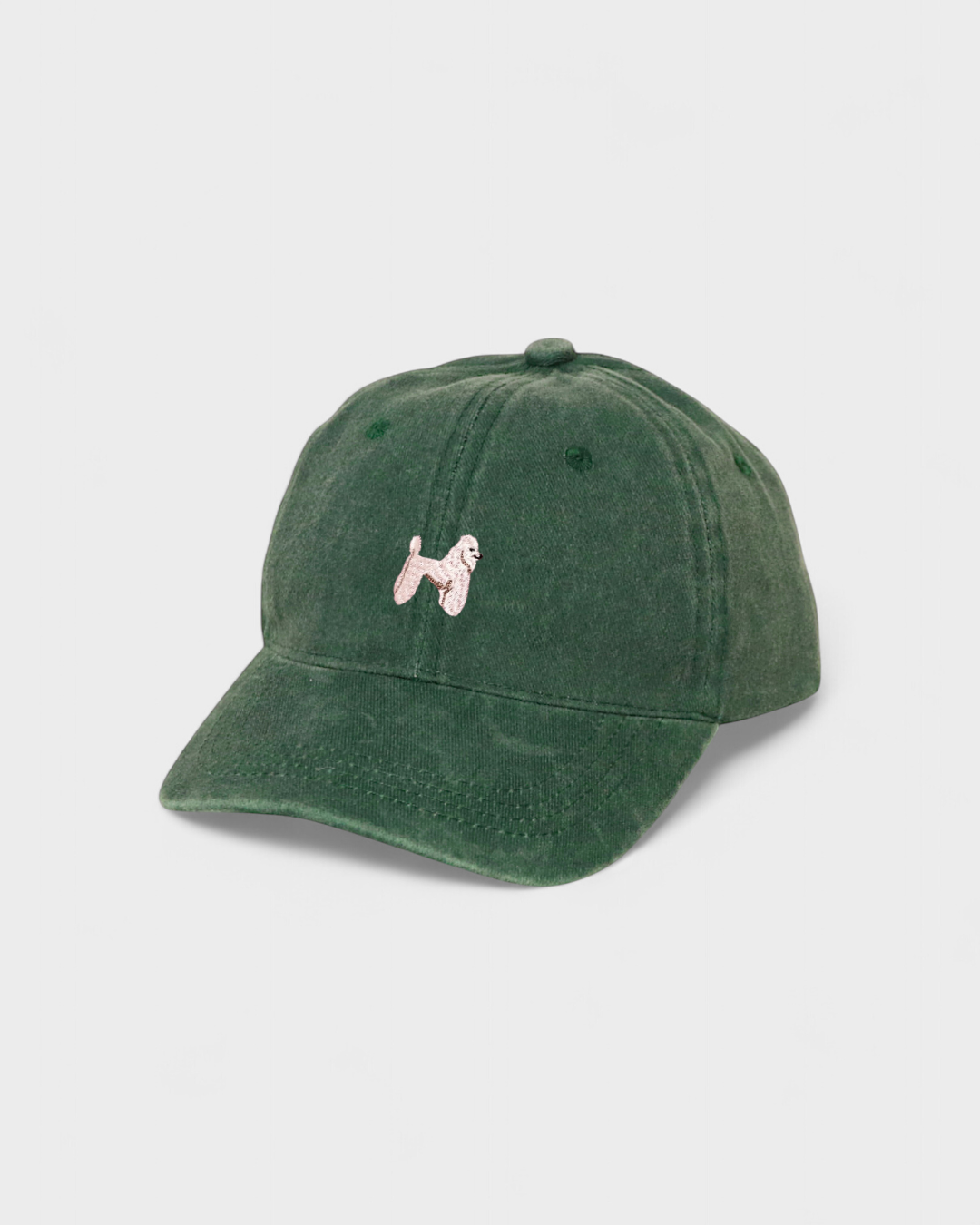 Poodle Personalised Hat with embroidered design on front, classic baseball fit.
