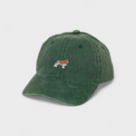 Green baseball cap with embroidered King Charles Spaniel design and personalized back embroidery option