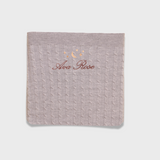 Soft Merino Baby Blanket with moon and stars embroidery and personalized name in cross stitch design