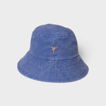 Blue ballerina embroidered bucket hat for kids made of 100% washed cotton, personalized and comfortable for ages 2-6.