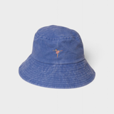 Blue ballerina embroidered bucket hat for kids made of 100% washed cotton, personalized and comfortable for ages 2-6.