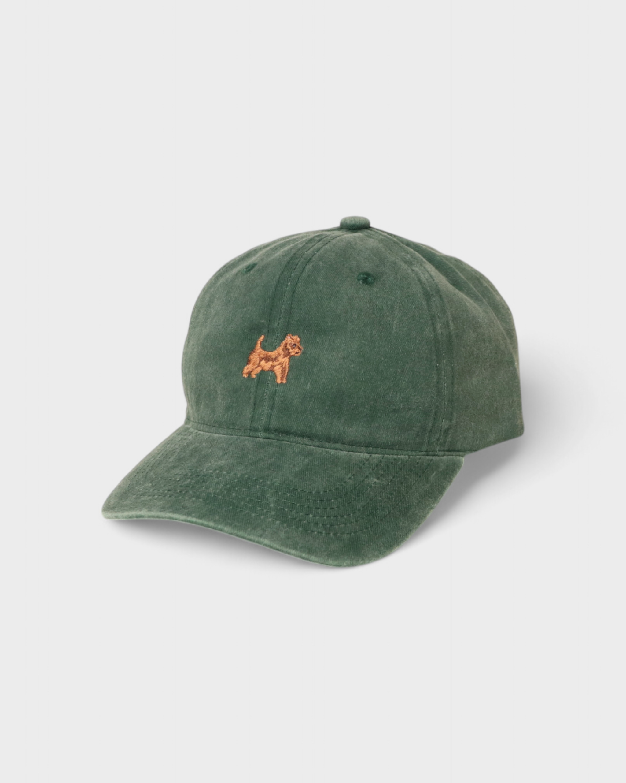 Australian Terrier personalised hat with embroidered terrier design on front, made of 100% washed cotton.