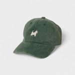 Personalised hat with embroidered West Highland White Terrier design on green cotton baseball cap