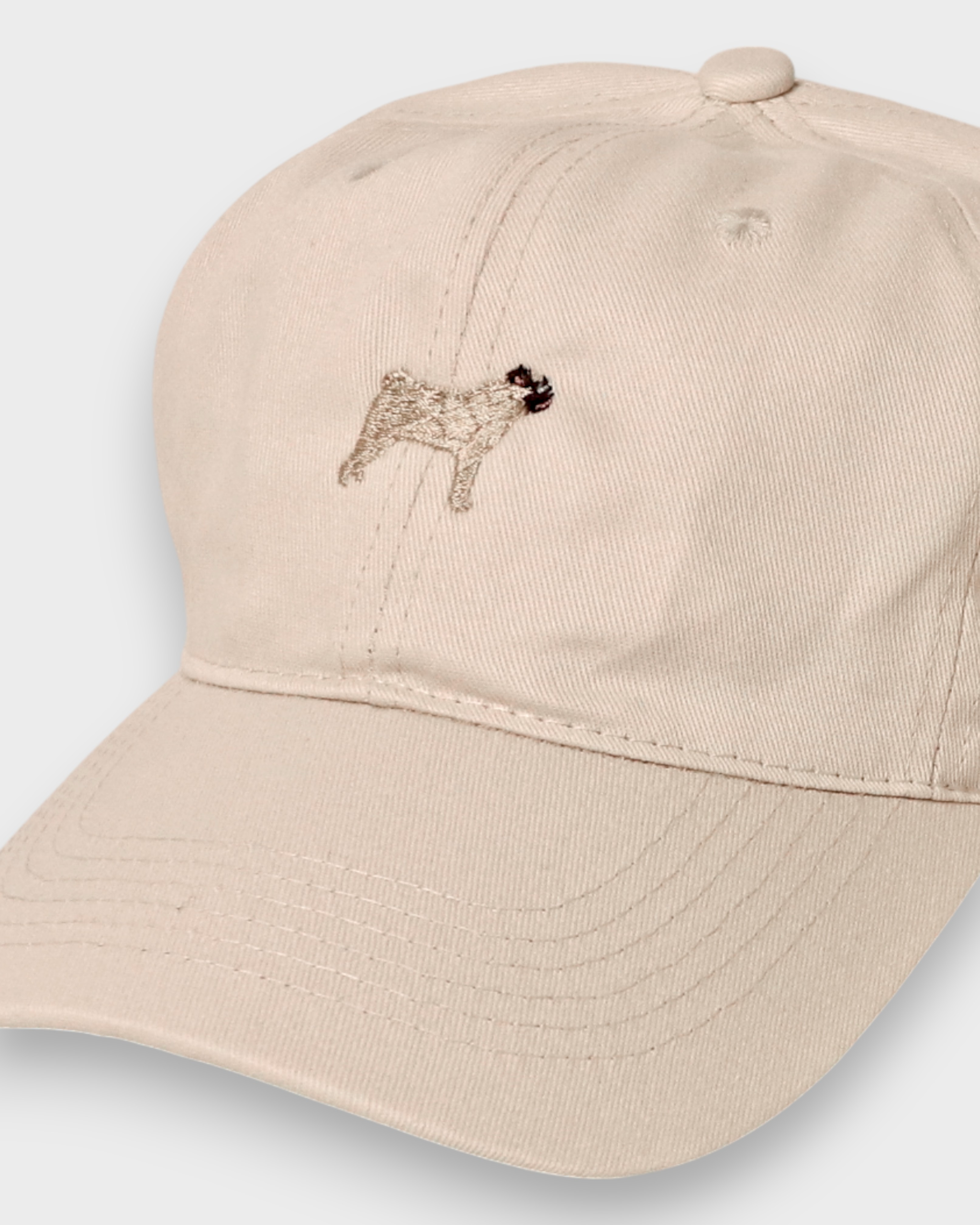 Pug Personalised Hat with embroidered design, made of 100% washed cotton, classic baseball fit.