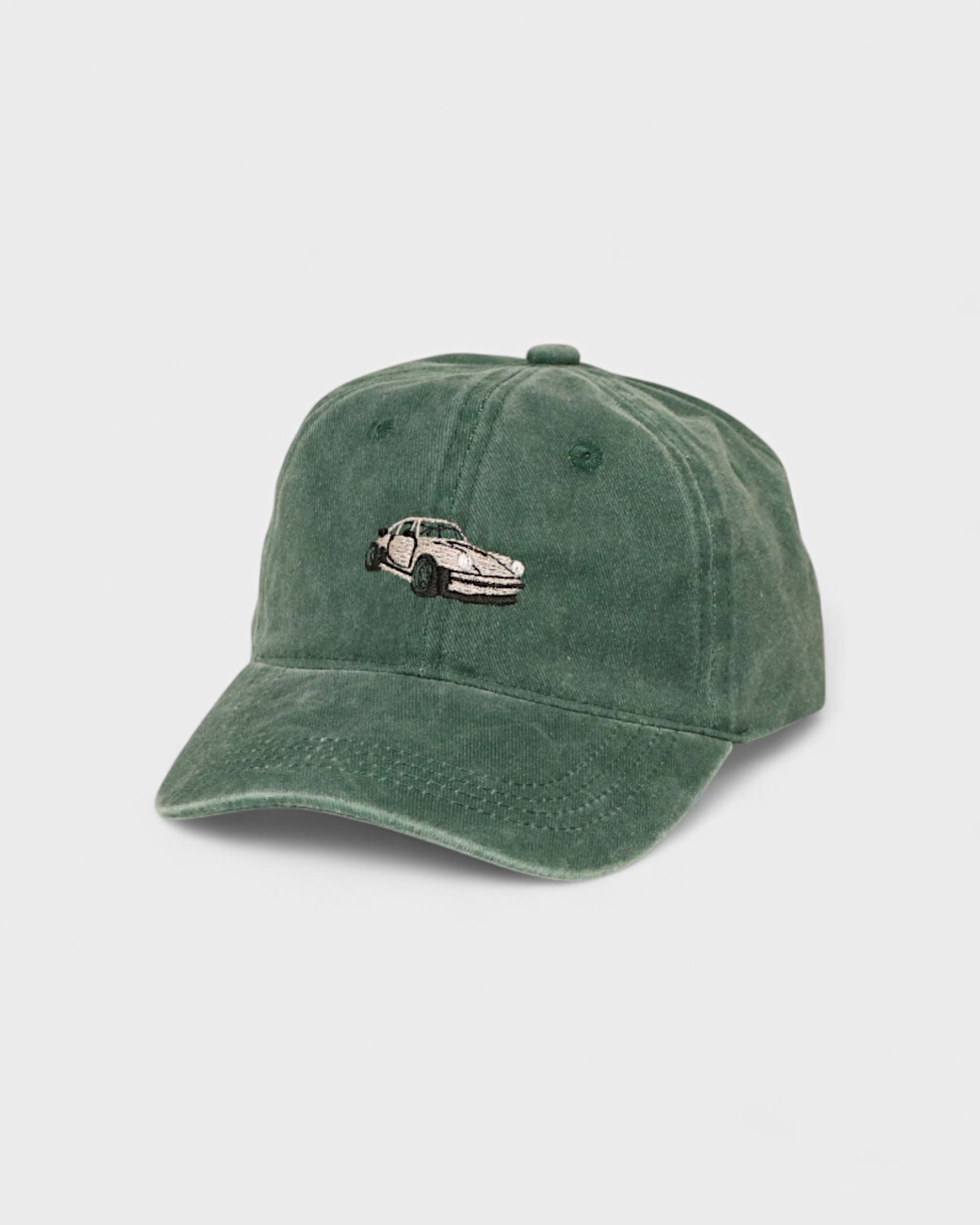 Porsche personalised hat with hand-drawn 930 embroidery design in washed cotton.