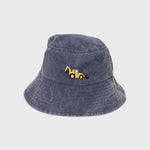 Digger Personalised Bucket Hat for kids aged 2-6, embroidered with a digger, made of 100% washed cotton.