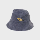 Digger Personalised Bucket Hat for kids aged 2-6, embroidered with a digger, made of 100% washed cotton.