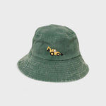 Digger Personalised Bucket Hat for kids, embroidered design, 100% washed cotton.