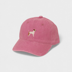 Pink baseball cap with embroidered Jack Russell Terrier design, personalized embroidery option, made of 100% washed cotton.