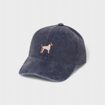 Navy blue Jack Russell Personalised Hat with embroidered Jack Russell Terrier design on front and custom embroidery option on back.