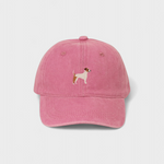 Pink Jack Russell Personalised Hat with embroidered dog design, 100% washed cotton, classic baseball fit