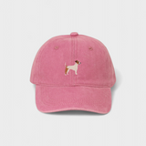 Pink Jack Russell Personalised Hat with embroidered dog design, 100% washed cotton, classic baseball fit