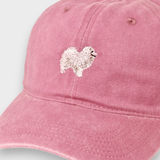 Pink Japanese Spitz personalised embroidered baseball hat made of 100% washed cotton