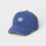 Blue Japanese Spitz personalised baseball hat with embroidered dog design on front