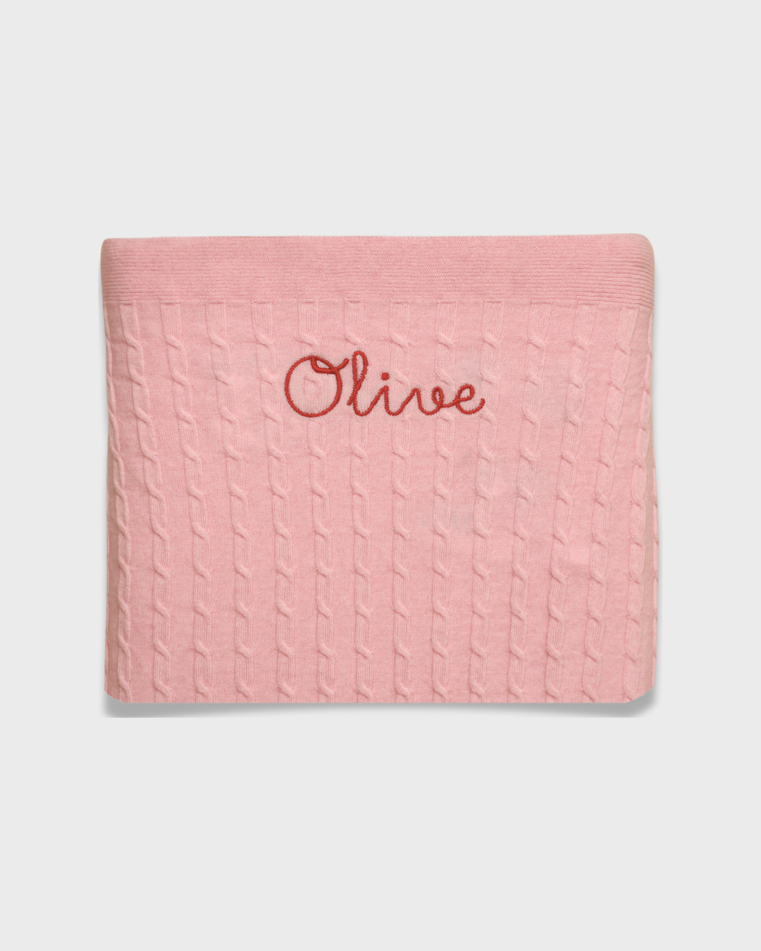 Merino Wool Baby Blanket with Embroidered Name in Pink