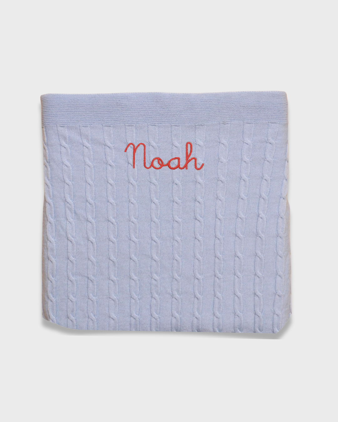 Merino Baby Blanket with custom embroidery, soft wool for year-round warmth.