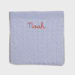 Merino Baby Blanket with custom embroidery, soft wool for year-round warmth.