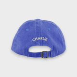 Tractor Personalised Hat with custom embroidery on back, blue cotton baseball fit.
