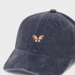 Butterfly personalised pink hat with embroidery, 100% washed cotton, classic baseball fit.