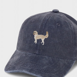 Navy Vizsla personalised hat with embroidered dog design and classic baseball fit made of 100% washed cotton