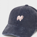 Japanese Spitz personalised embroidered navy blue cotton baseball hat