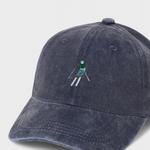 Skier personalised hat with embroidered design on front, 100% washed cotton, classic baseball fit.