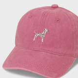 Pink Dalmatian personalised embroidered cotton baseball hat with dog design on front