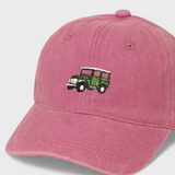 Land Cruiser FJ40 personalised hat with embroidered design on vintage washed cotton.