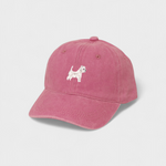 Pink personalised hat with embroidered white West Highland White Terrier design on front