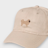 Chow Chow personalised hat with embroidered hand-drawn dog design on beige washed cotton baseball cap