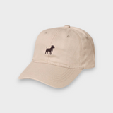 Beige Staffordshire Bull Terrier embroidered baseball hat made of 100% washed cotton with personalized back embroidery option.