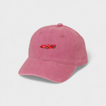 Ferrari F40 personalised hat with hand-drawn car embroidery, pink baseball cap.