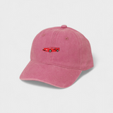 Ferrari F40 personalised hat with hand-drawn car embroidery, pink baseball cap.
